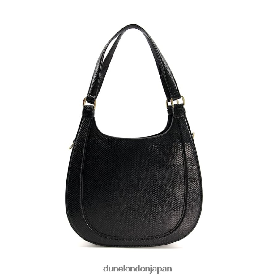 ダンベリー チェーンディテール レプタイルエフェクト ショルダーバッグ 黒 女性 Dune London 4JB82R305