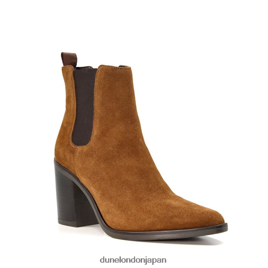 プレア スエードブロックヒールウエスタンブーツ 黄褐色 女性 Dune London 4JB82R309
