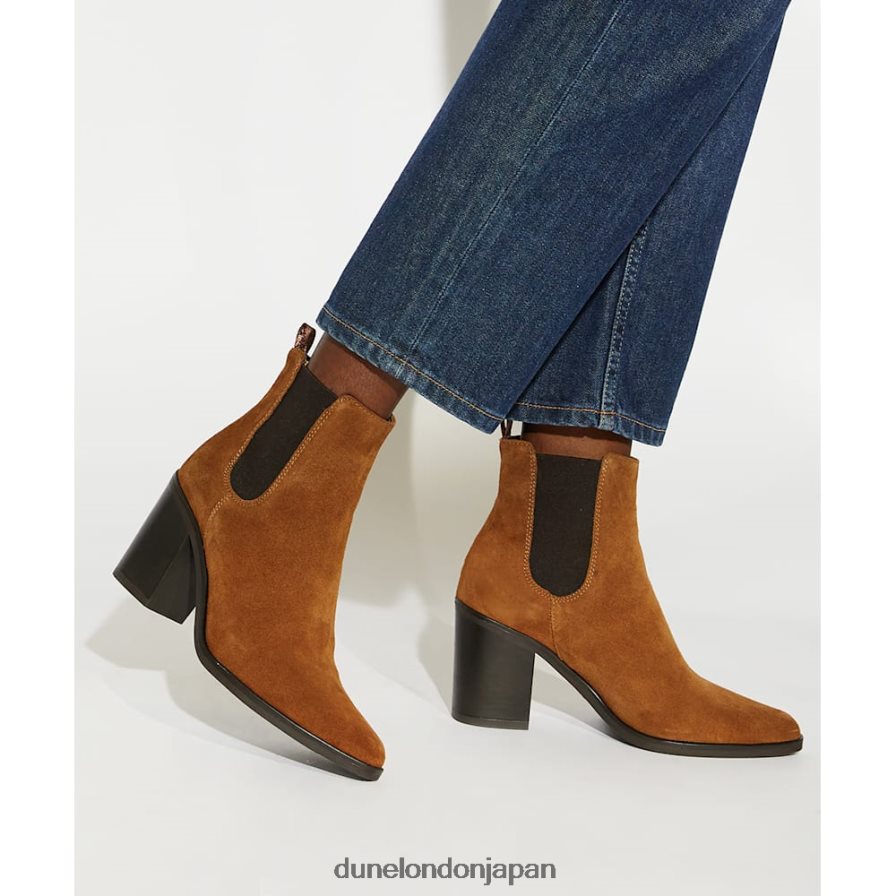 プレア スエードブロックヒールウエスタンブーツ 黄褐色 女性 Dune London 4JB82R309