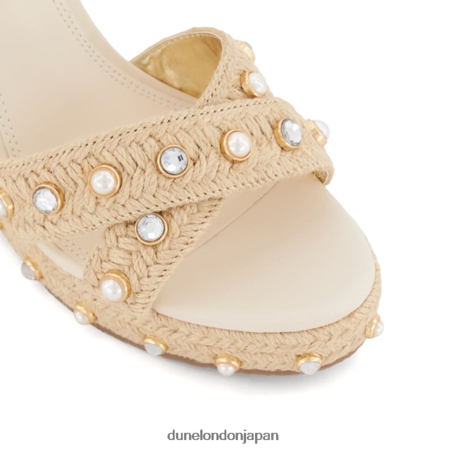 ケイズ パールストラップ ラフィア ウェッジサンダル 自然 女性 Dune London 4JB82R30