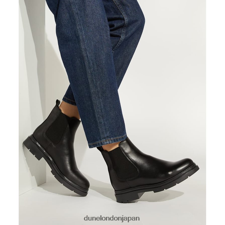ピノ レザーチェルシーブーツ 黒 女性 Dune London 4JB82R313
