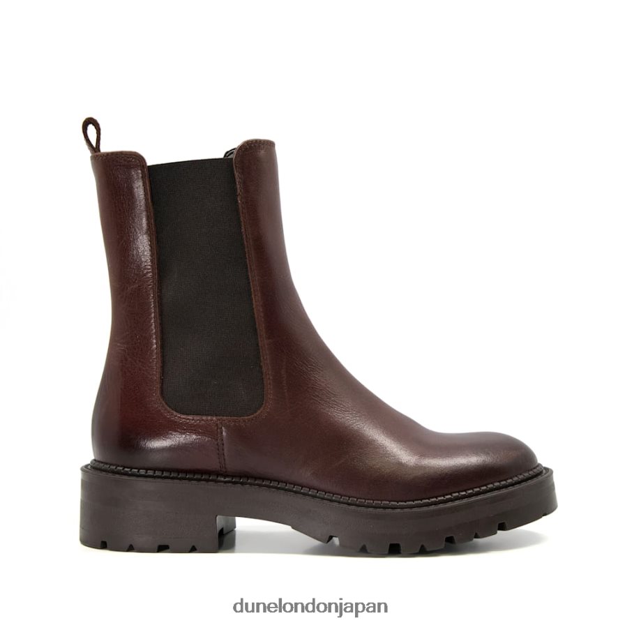 写真 レザークリートバイカーブーツ 茶色 女性 Dune London 4JB82R314