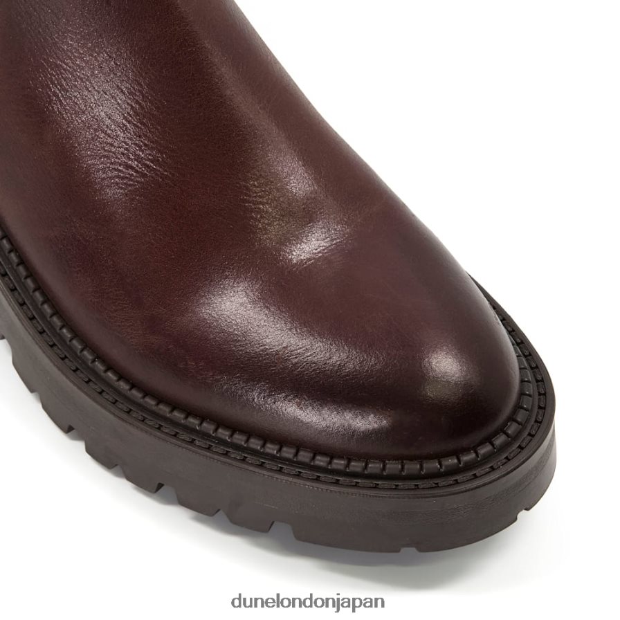 写真 レザークリートバイカーブーツ 茶色 女性 Dune London 4JB82R314
