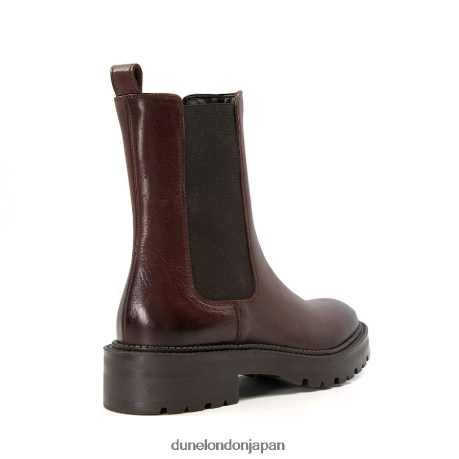 写真 レザークリートバイカーブーツ 茶色 女性 Dune London 4JB82R314