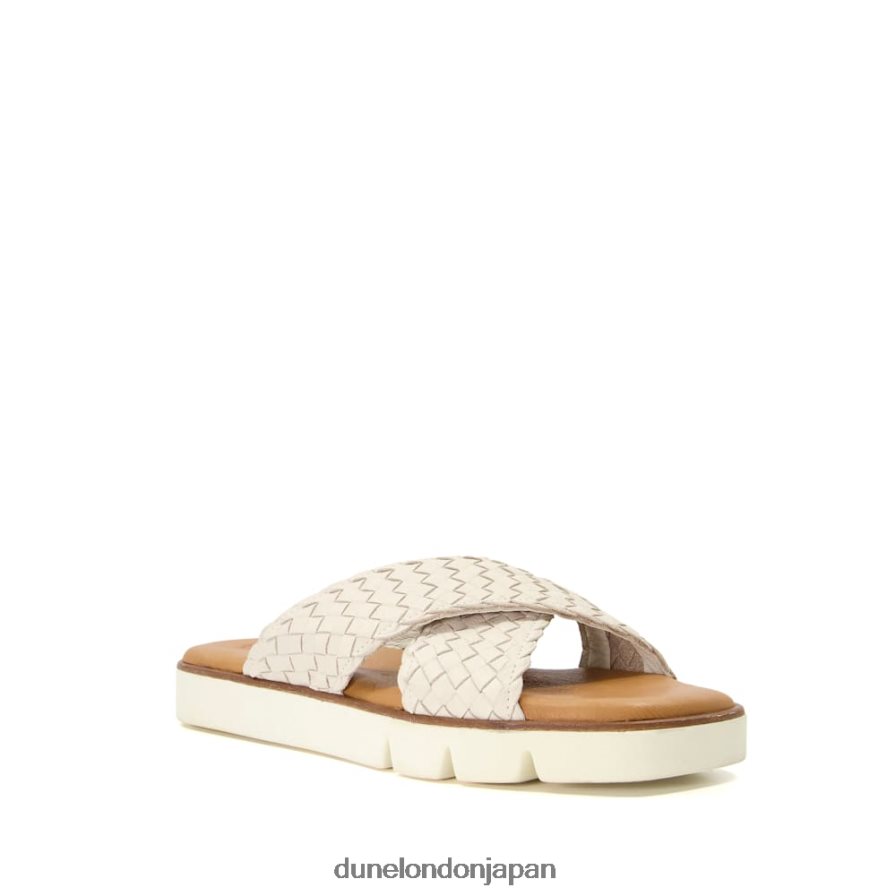 レクシー 編み込みレザースライダー 生成り 女性 Dune London 4JB82R320