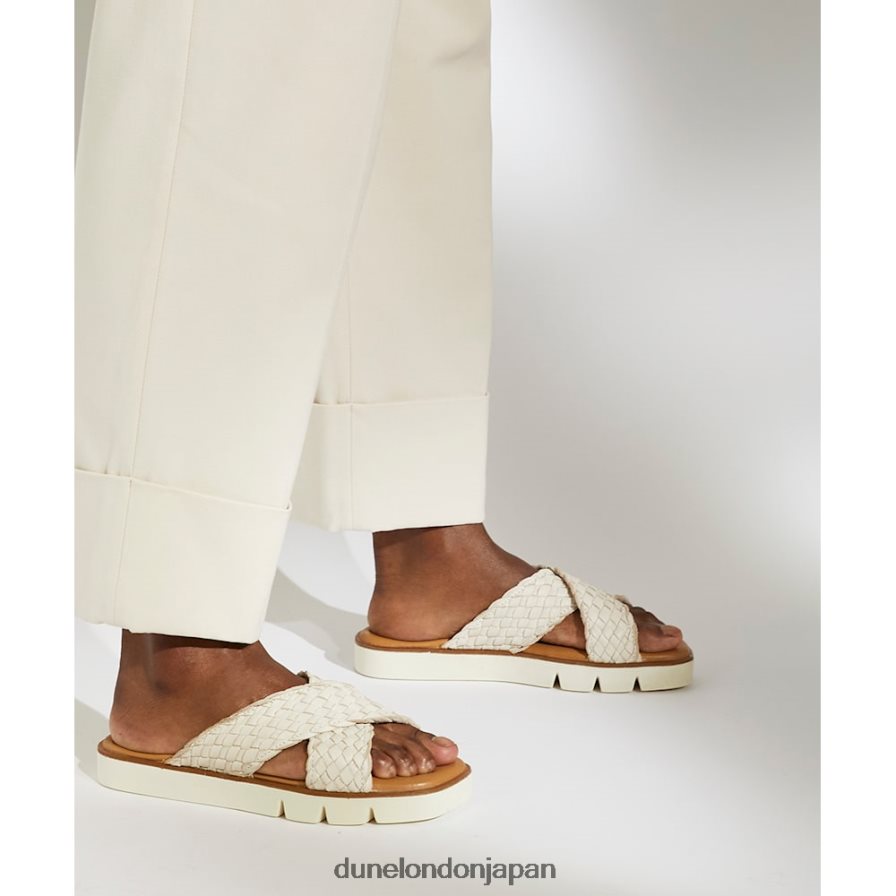 レクシー 編み込みレザースライダー 生成り 女性 Dune London 4JB82R320