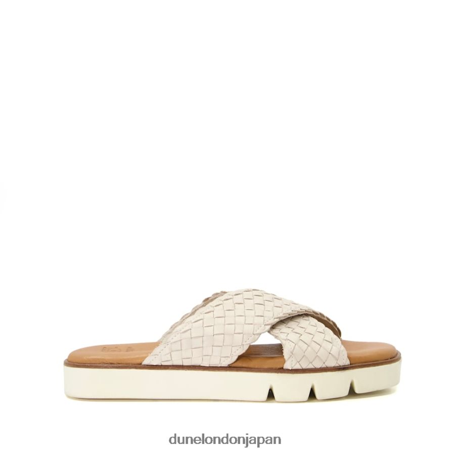 レクシー 編み込みレザースライダー 生成り 女性 Dune London 4JB82R320