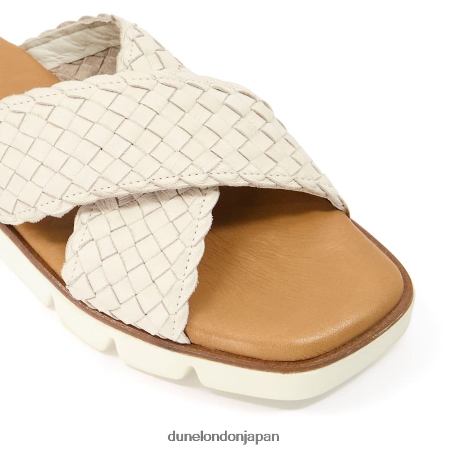 レクシー 編み込みレザースライダー 生成り 女性 Dune London 4JB82R320