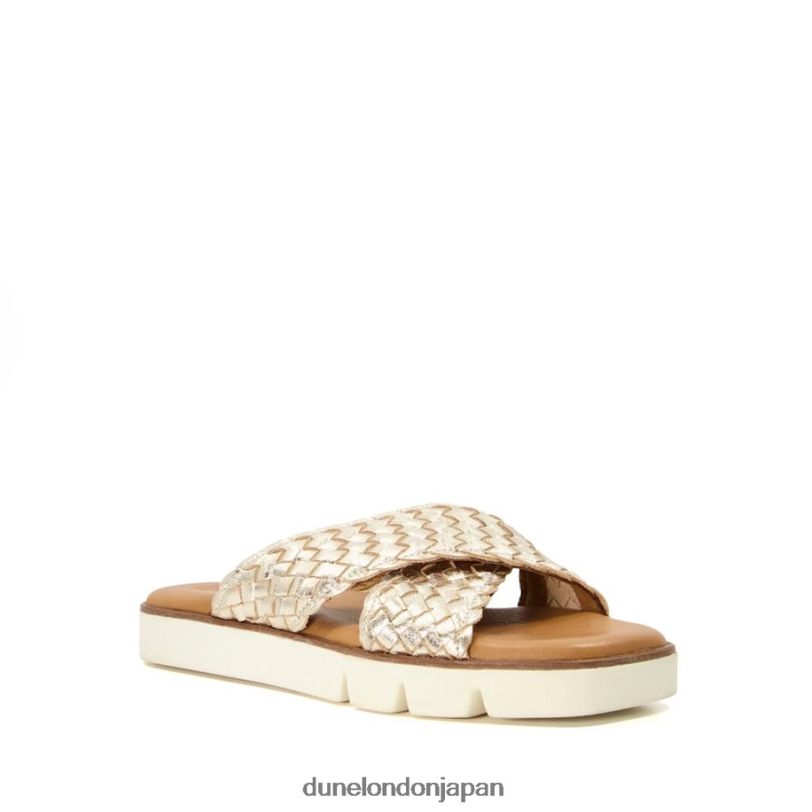 レクシー ウーブンメタリックレザースライダー 金 女性 Dune London 4JB82R321
