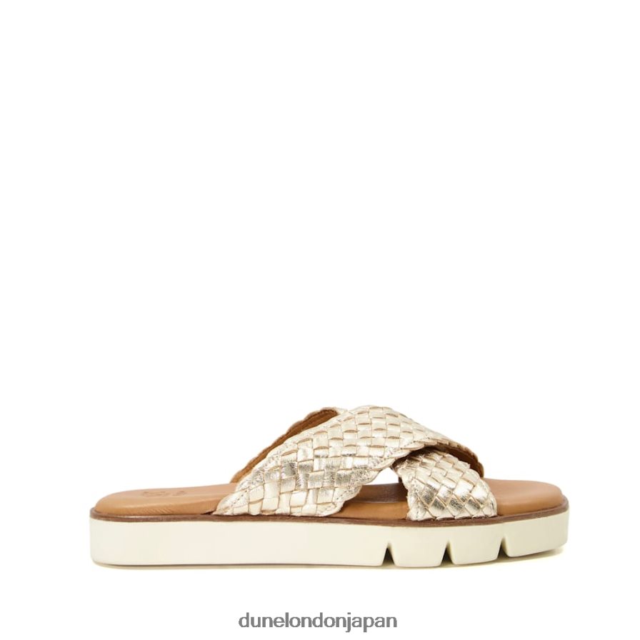 レクシー ウーブンメタリックレザースライダー 金 女性 Dune London 4JB82R321