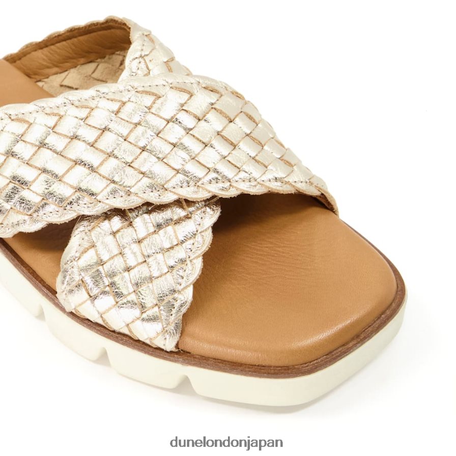 レクシー ウーブンメタリックレザースライダー 金 女性 Dune London 4JB82R321