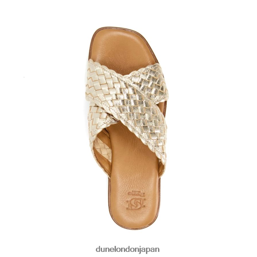 レクシー ウーブンメタリックレザースライダー 金 女性 Dune London 4JB82R321