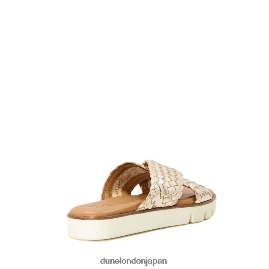 レクシー ウーブンメタリックレザースライダー 金 女性 Dune London 4JB82R321