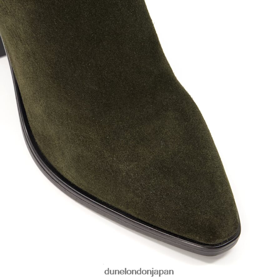 プレア ブロックヒール スエード ウエスタンブーツ 緑 女性 Dune London 4JB82R323