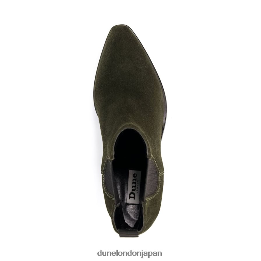 プレア ブロックヒール スエード ウエスタンブーツ 緑 女性 Dune London 4JB82R323