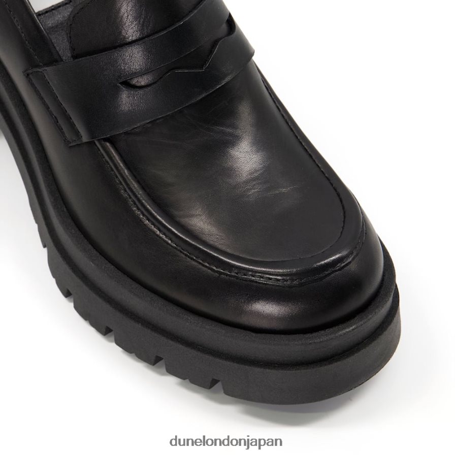 接地された レザーブロックヒールローファー 黒 女性 Dune London 4JB82R325