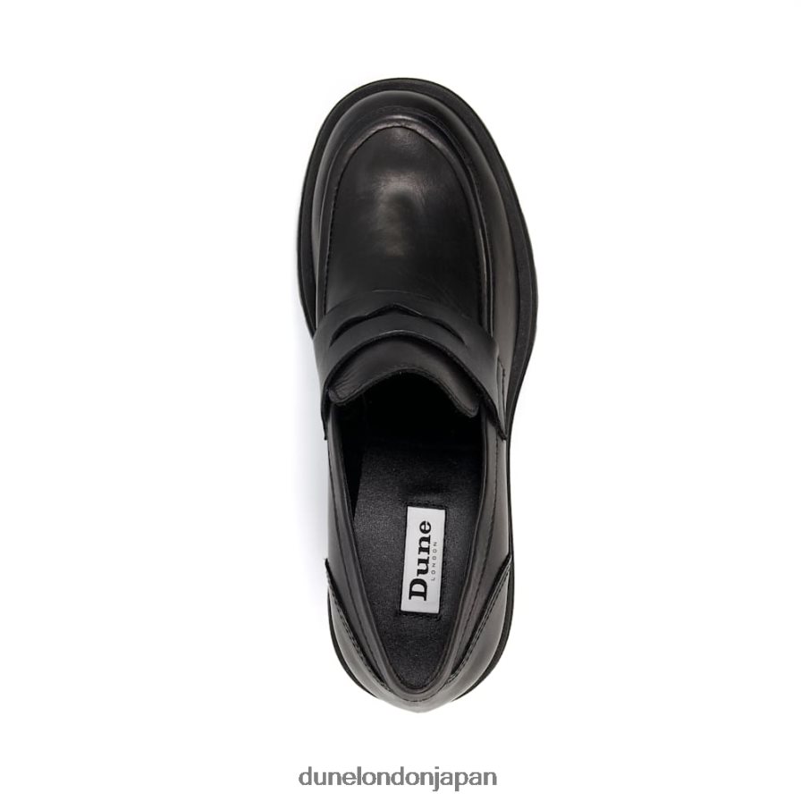 接地された レザーブロックヒールローファー 黒 女性 Dune London 4JB82R325