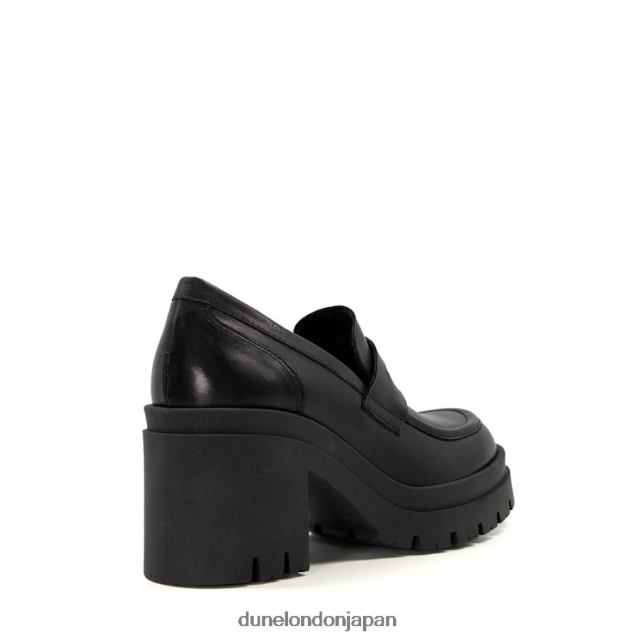 接地された レザーブロックヒールローファー 黒 女性 Dune London 4JB82R325