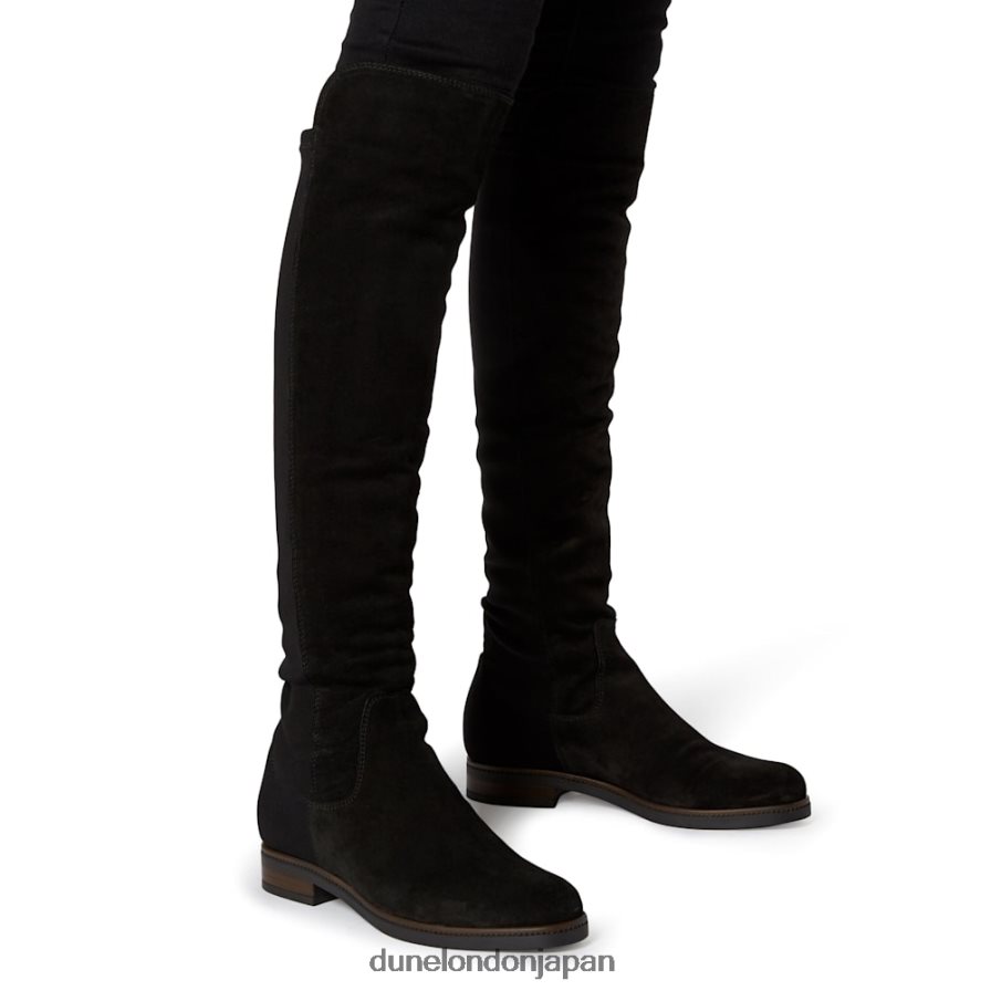 熱帯 膝上ストレッチブーツ 黒 女性 Dune London 4JB82R330