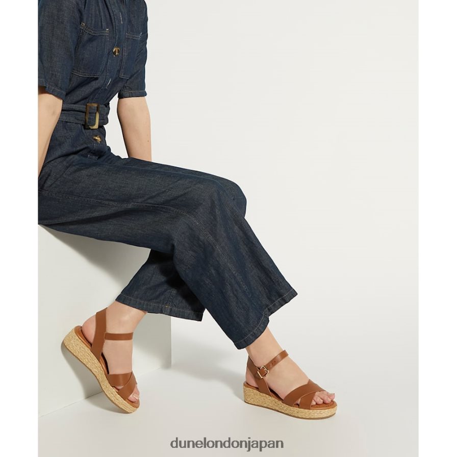 リニー 編み込みフラットフォームサンダル 黄褐色 女性 Dune London 4JB82R347