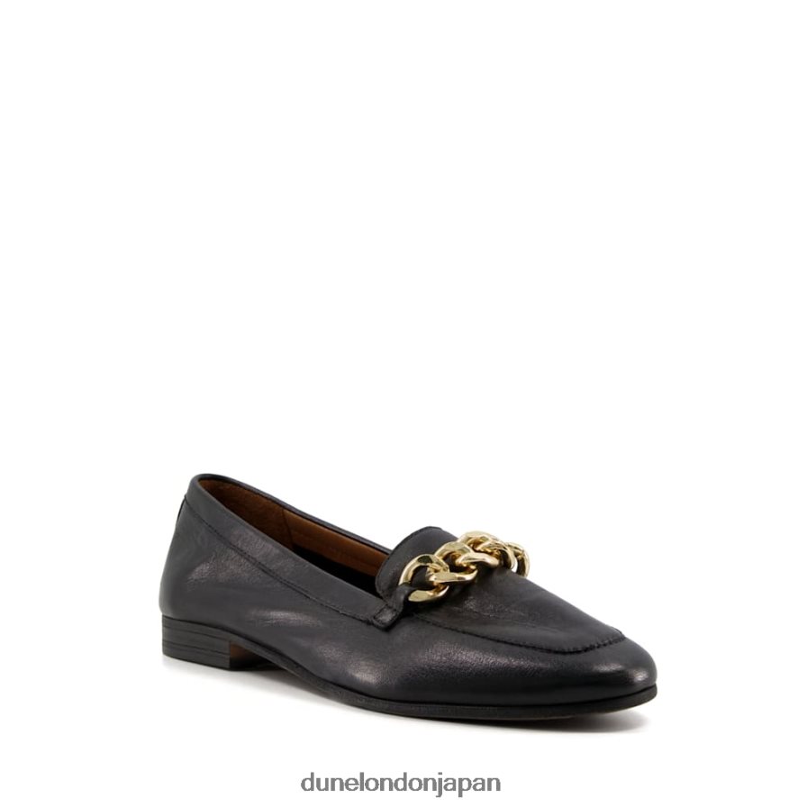 金細工師 チェーントリム レザーローファー 黒 女性 Dune London 4JB82R348