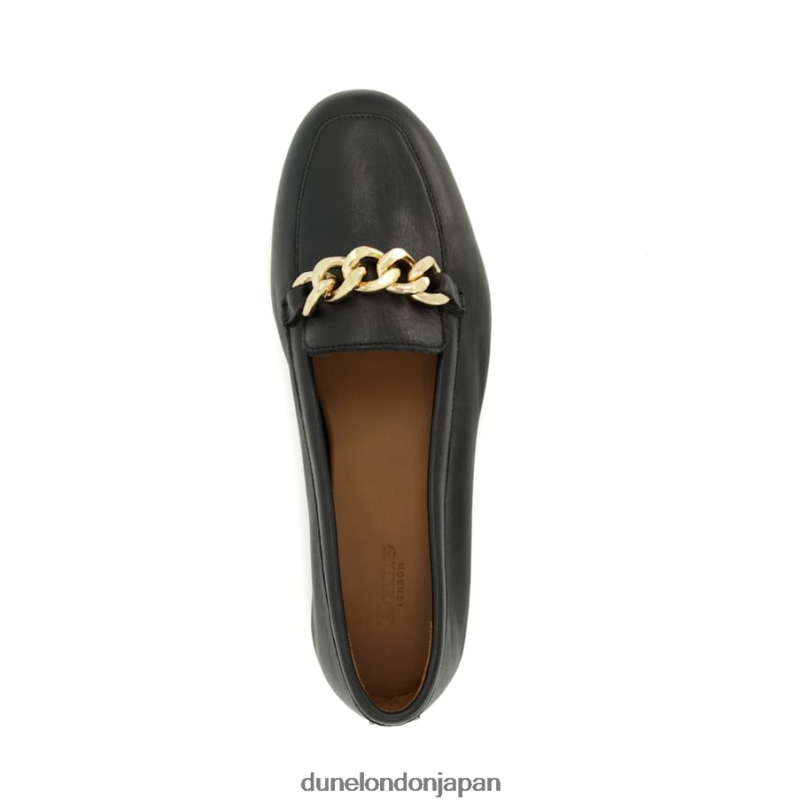 金細工師 チェーントリム レザーローファー 黒 女性 Dune London 4JB82R348