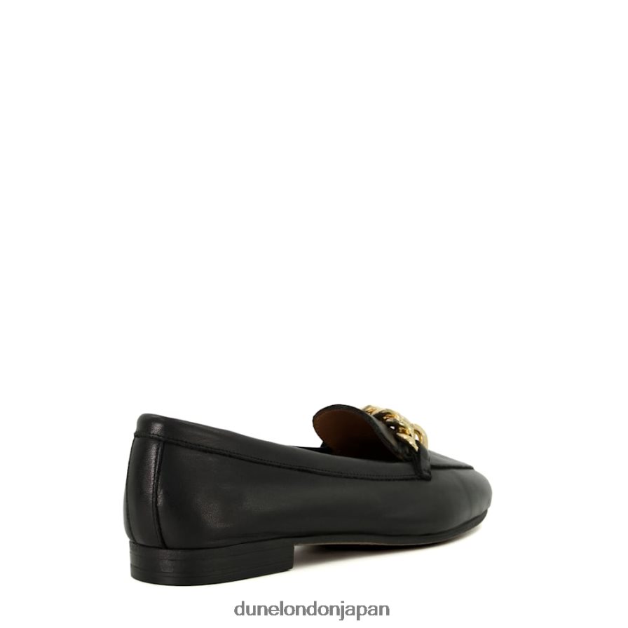 金細工師 チェーントリム レザーローファー 黒 女性 Dune London 4JB82R348