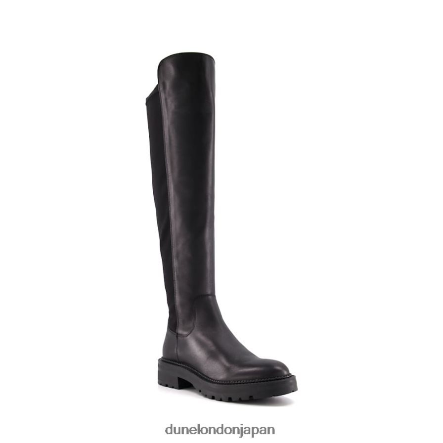 テラ 分厚いレザーのニーハイブーツ 黒 女性 Dune London 4JB82R355