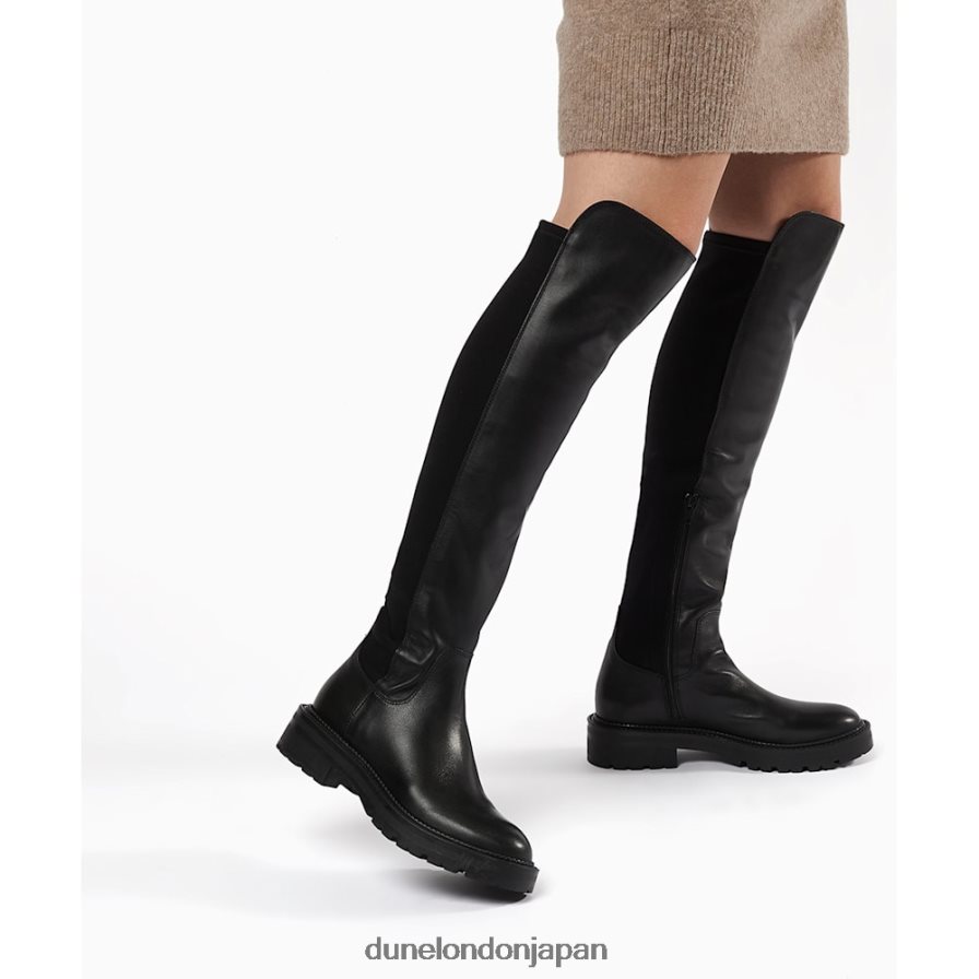 テラ 分厚いレザーのニーハイブーツ 黒 女性 Dune London 4JB82R355