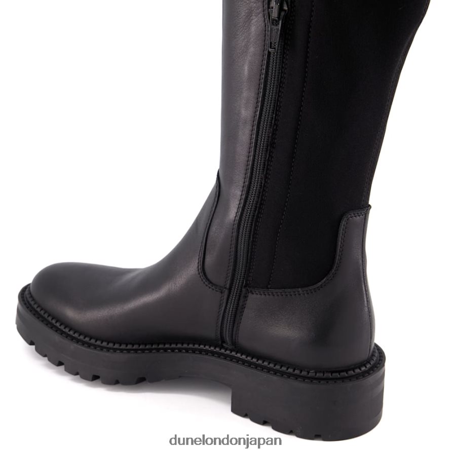 テラ 分厚いレザーのニーハイブーツ 黒 女性 Dune London 4JB82R355