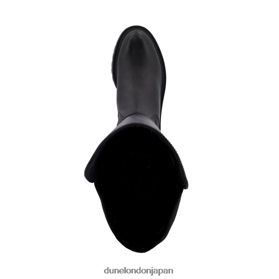 テラ 分厚いレザーのニーハイブーツ 黒 女性 Dune London 4JB82R355