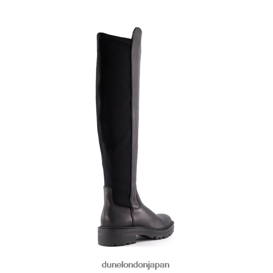テラ 分厚いレザーのニーハイブーツ 黒 女性 Dune London 4JB82R355