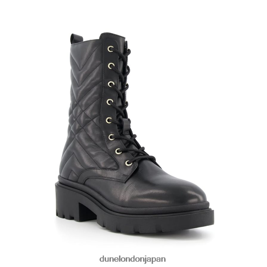 支払者 キルティングバイカーブーツ 黒 女性 Dune London 4JB82R357