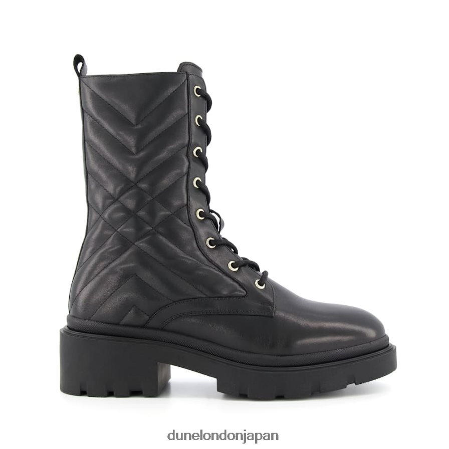 支払者 キルティングバイカーブーツ 黒 女性 Dune London 4JB82R357