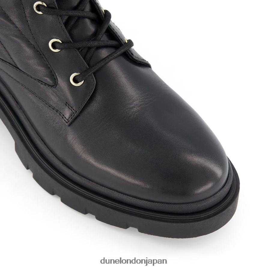 支払者 キルティングバイカーブーツ 黒 女性 Dune London 4JB82R357