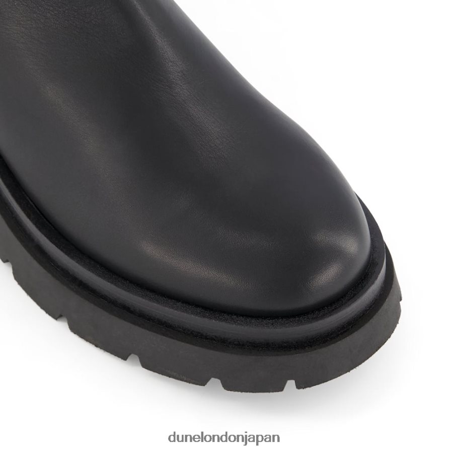 テンパス チャンキーソール レザーニーハイブーツ 黒 女性 Dune London 4JB82R363