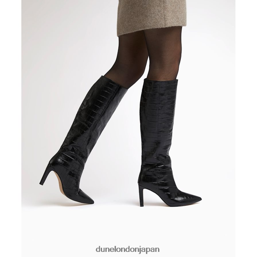 スパイス 尖ったスティレットニーハイヒールブーツ 黒 女性 Dune London 4JB82R365