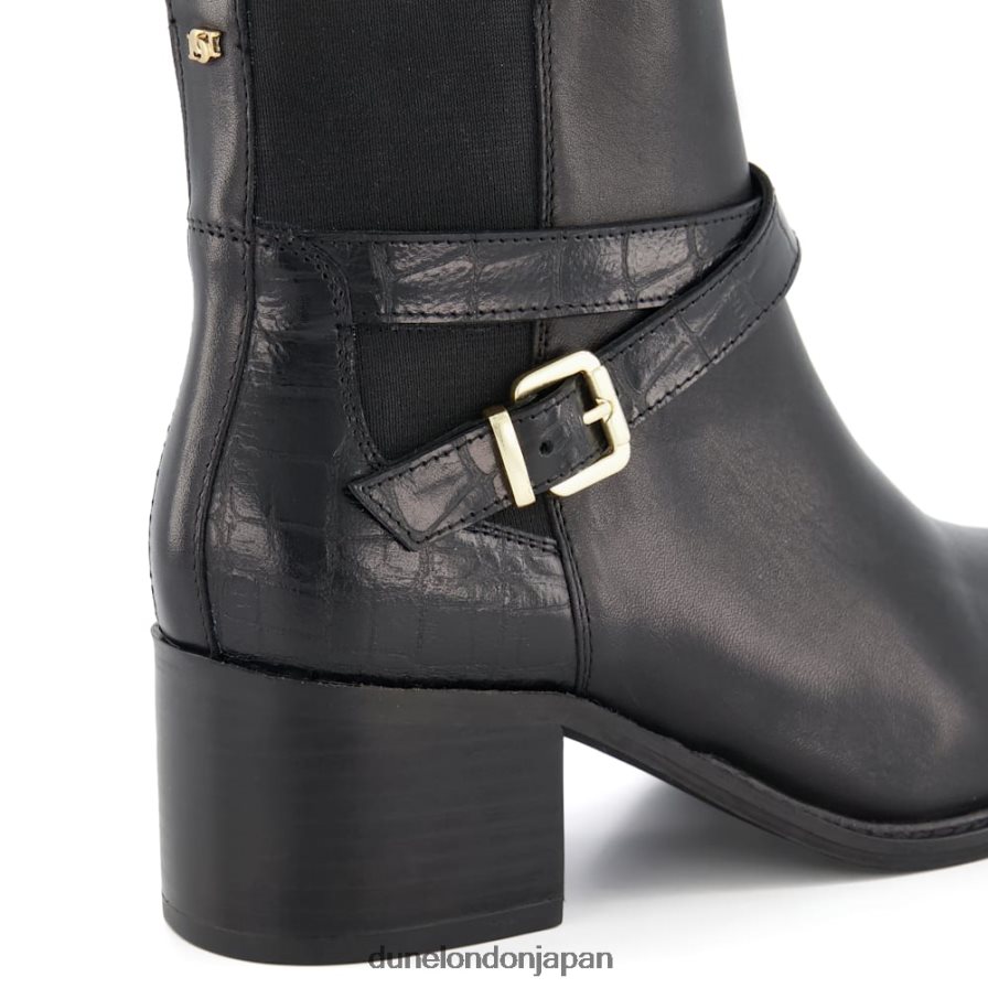 詩人 ブロックヒール アンクルストラップ ブーツ 黒 女性 Dune London 4JB82R368
