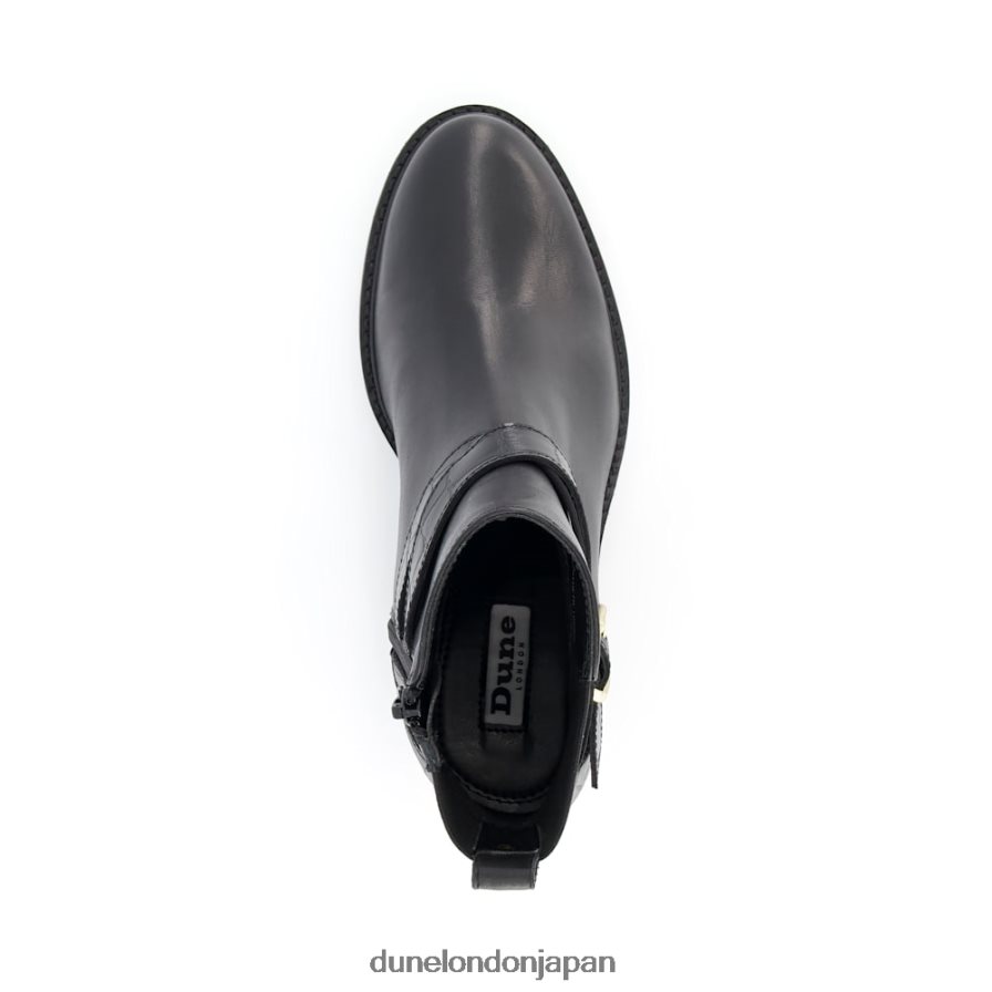 詩人 ブロックヒール アンクルストラップ ブーツ 黒 女性 Dune London 4JB82R368