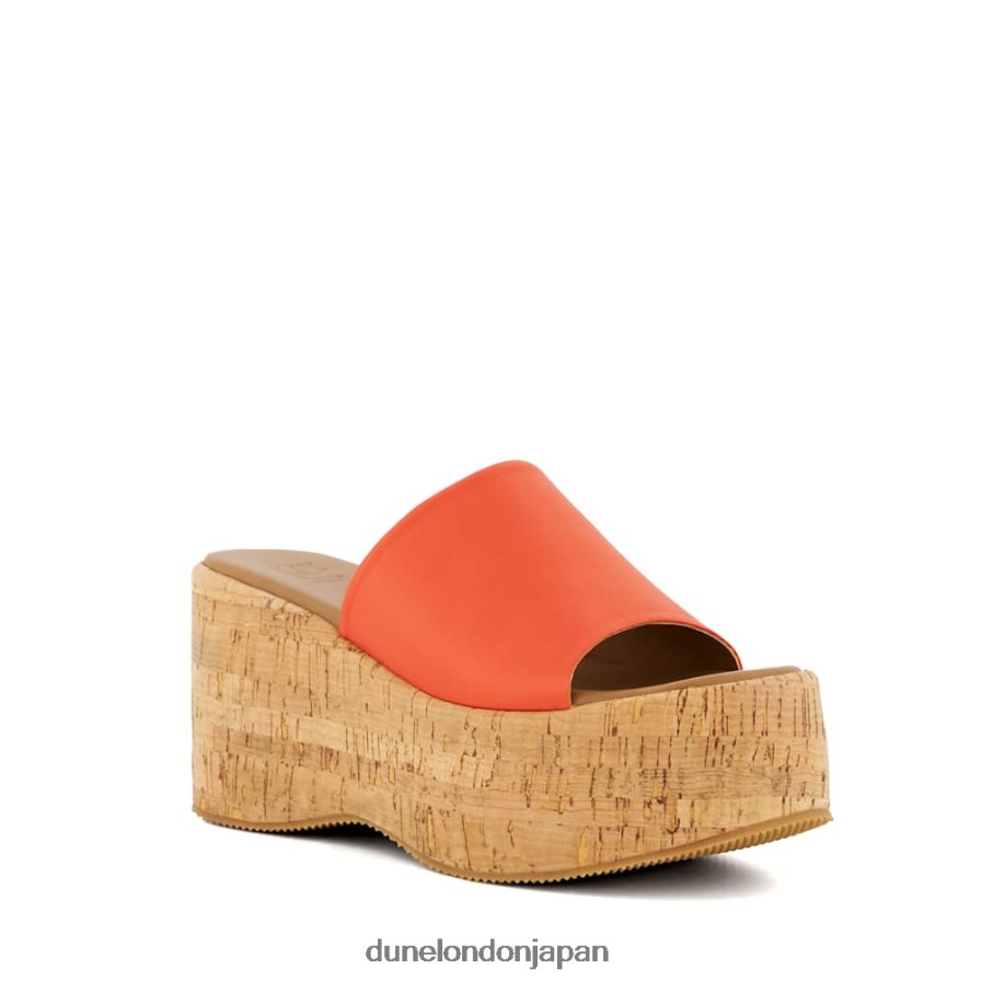 キョン コルクフラットフォームレザーサンダル オレンジ 女性 Dune London 4JB82R37