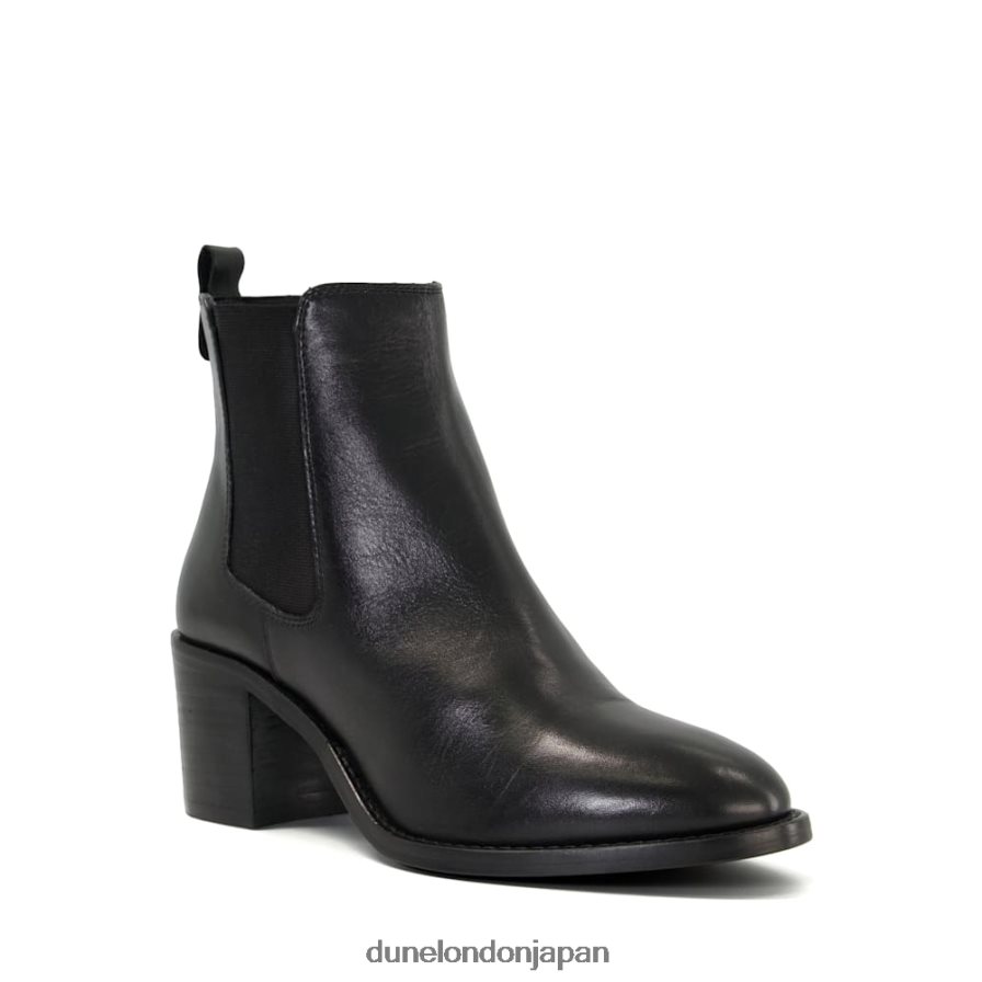 しこり レザー ブロックヒール チェルシーブーツ 黒 女性 Dune London 4JB82R372