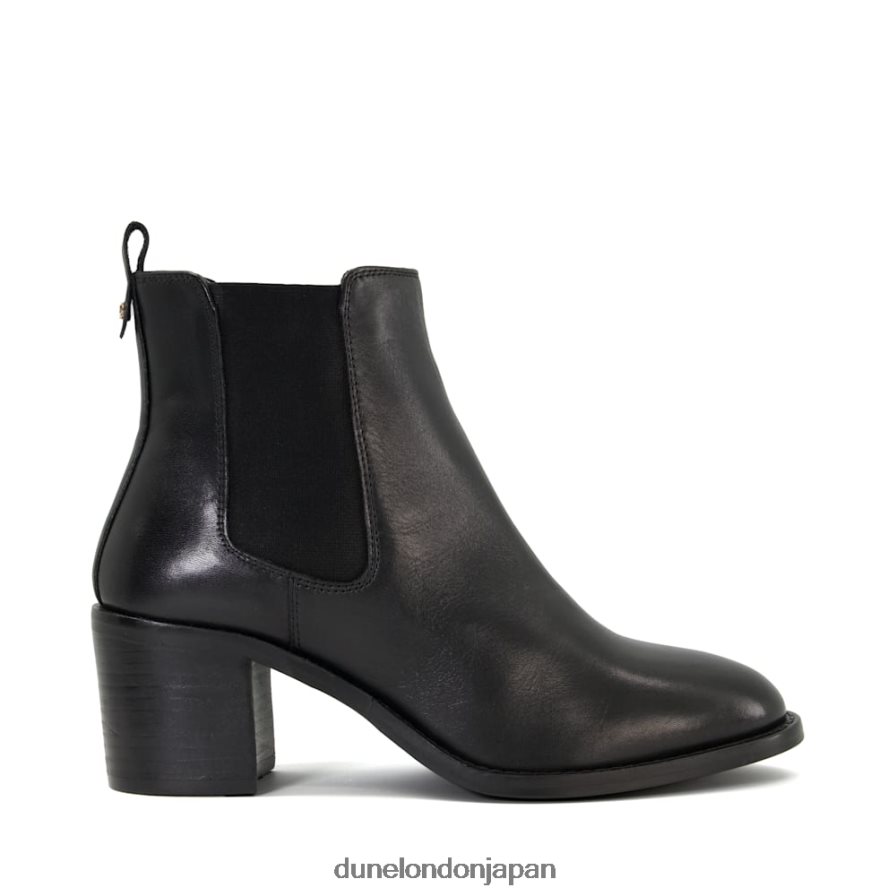 しこり レザー ブロックヒール チェルシーブーツ 黒 女性 Dune London 4JB82R372