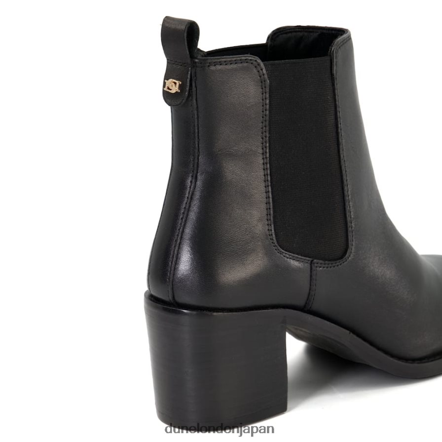 しこり レザー ブロックヒール チェルシーブーツ 黒 女性 Dune London 4JB82R372