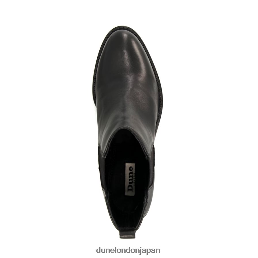 しこり レザー ブロックヒール チェルシーブーツ 黒 女性 Dune London 4JB82R372