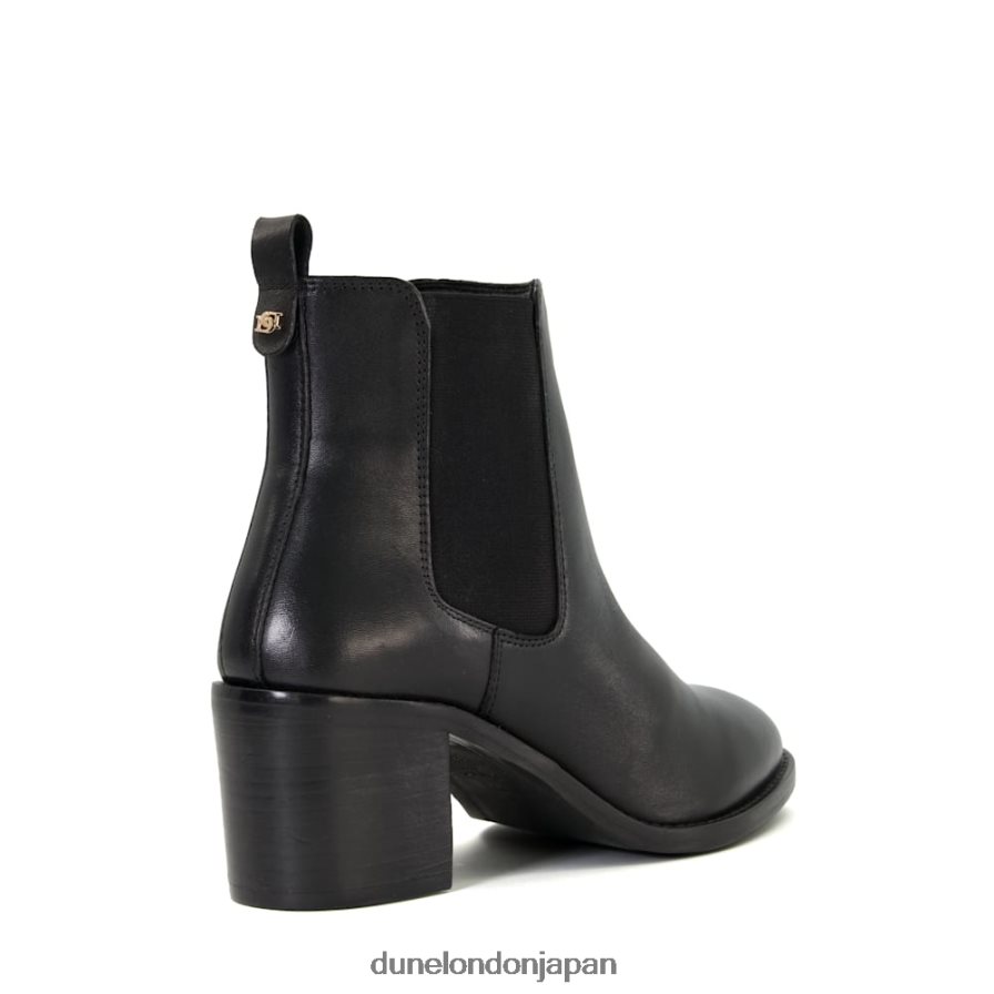 しこり レザー ブロックヒール チェルシーブーツ 黒 女性 Dune London 4JB82R372