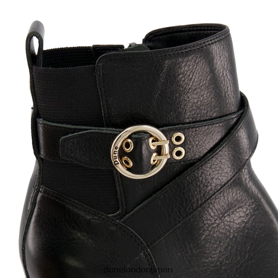 オレアナ レザーバックルストラップ アンクルブーツ 黒 女性 Dune London 4JB82R374