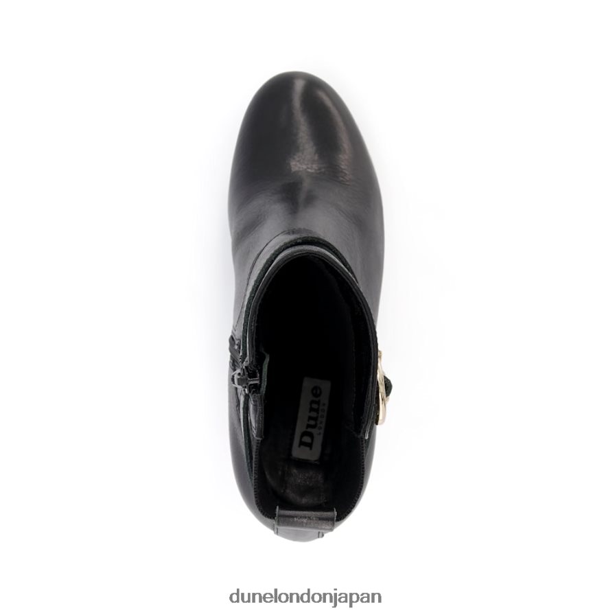 オレアナ レザーバックルストラップ アンクルブーツ 黒 女性 Dune London 4JB82R374