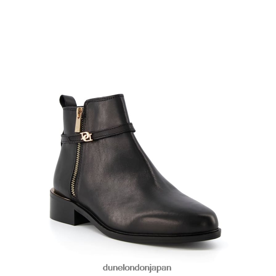 パプ ジップディテールアンクルストラップブーツ 黒 女性 Dune London 4JB82R377