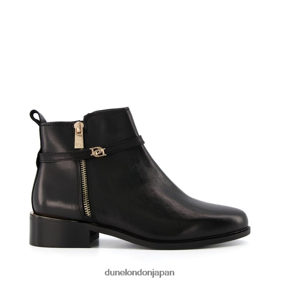 パプ ジップディテールアンクルストラップブーツ 黒 女性 Dune London 4JB82R377
