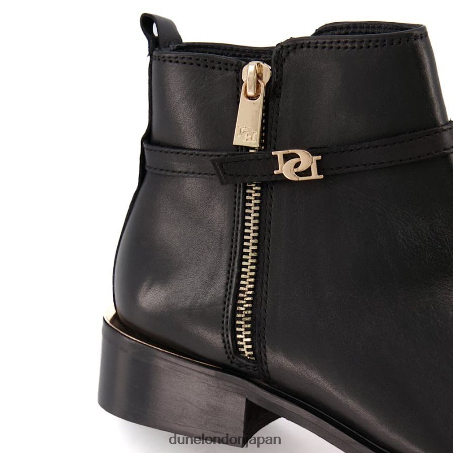 パプ ジップディテールアンクルストラップブーツ 黒 女性 Dune London 4JB82R377